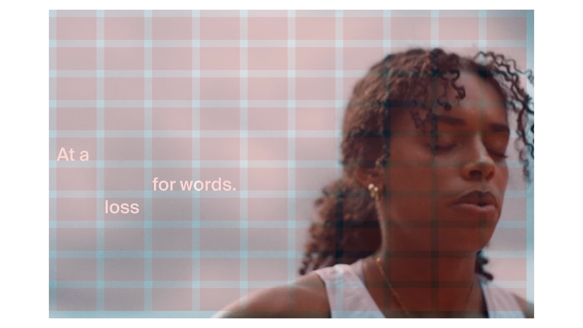 The 10×10 grid extended across a motion frame with kinetic type